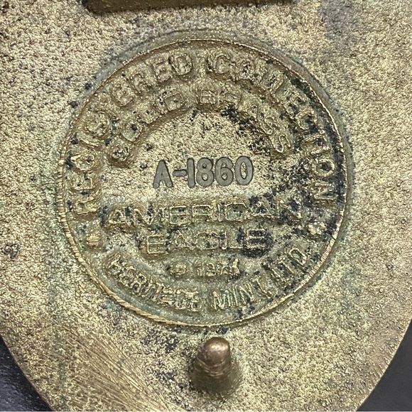 Vintage NOCONA Co. Bullet Stud Leather Belt with Eagle Brass Belt Buckle Size 38 - Picture 13 of 15